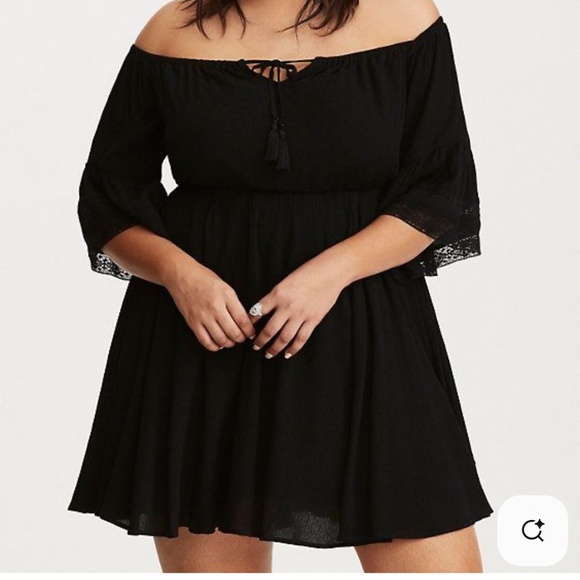 Torrid Gauze Crochet Trim Peasant Skater Dress - Picture 1 of 3